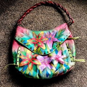 Anuschka Leather Purse. Gently Used. Lilly/flower